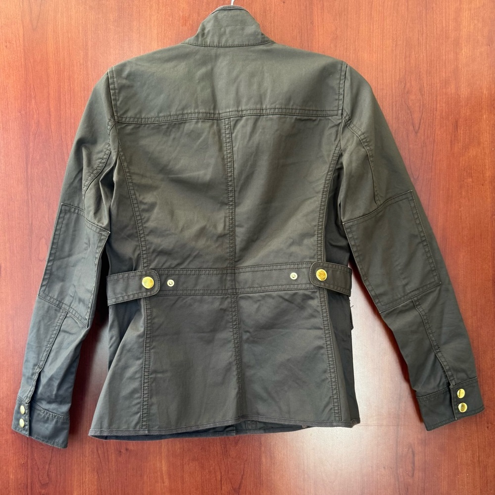 J. Crew Utility Jacket Green Size XXS Brass Hardware Pockets Wax Cotton 100% - Picture 4 of 10